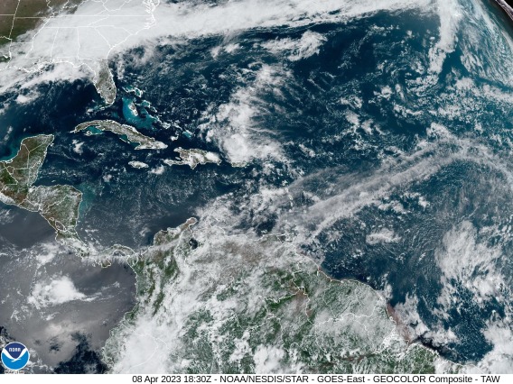 Hurricane Image 8 April 2023 Visible Atlantic NOAA/NESDIS/STAR GOES-East GEOCOLOR Composite TAW