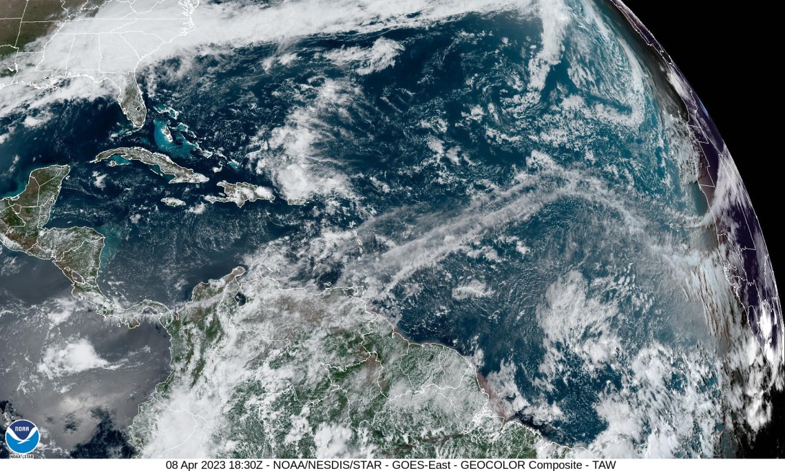 Hurricane Image 8 April 2023 Visible Atlantic NOAA/NESDIS/STAR GOES-East GEOCOLOR Composite TAW